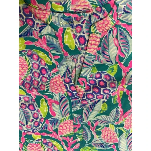 Lilly Pulitzer Sleeveless Cotton Pima Tropical Print Tie Waist Dress Size S - Picture 4 of 9